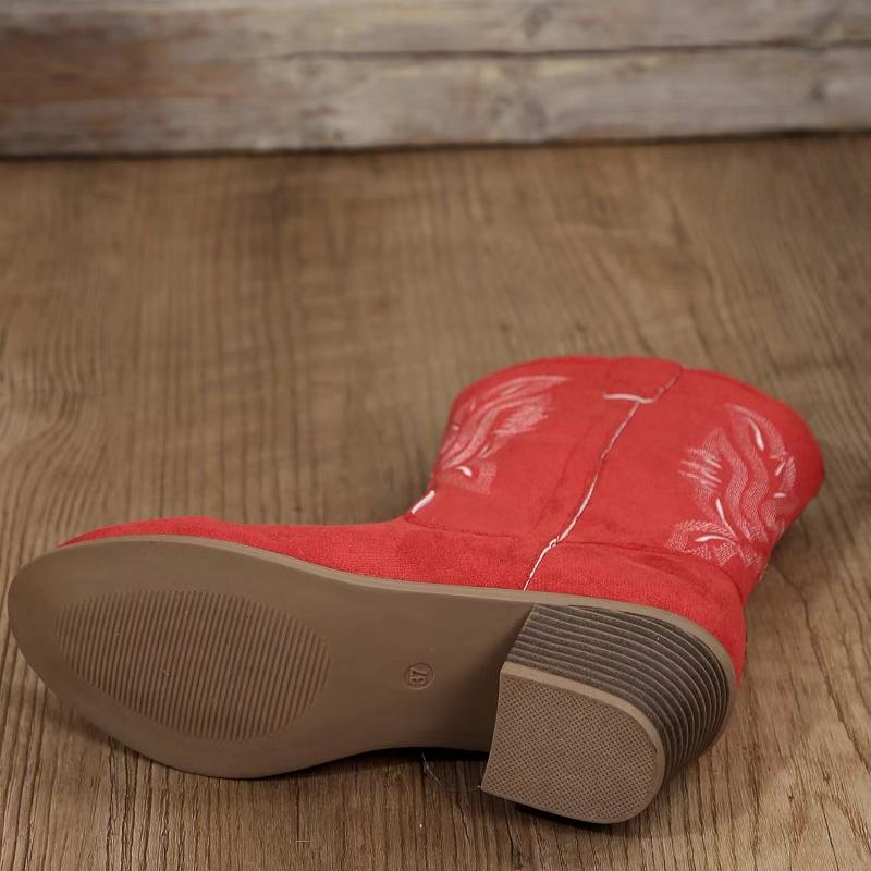 Módní dámské westernové boty na silném podpatku pro ženy podzimní robustní podpatky kovbojské boty dámské špičaté robustní podpatky dlouhé boty 2024