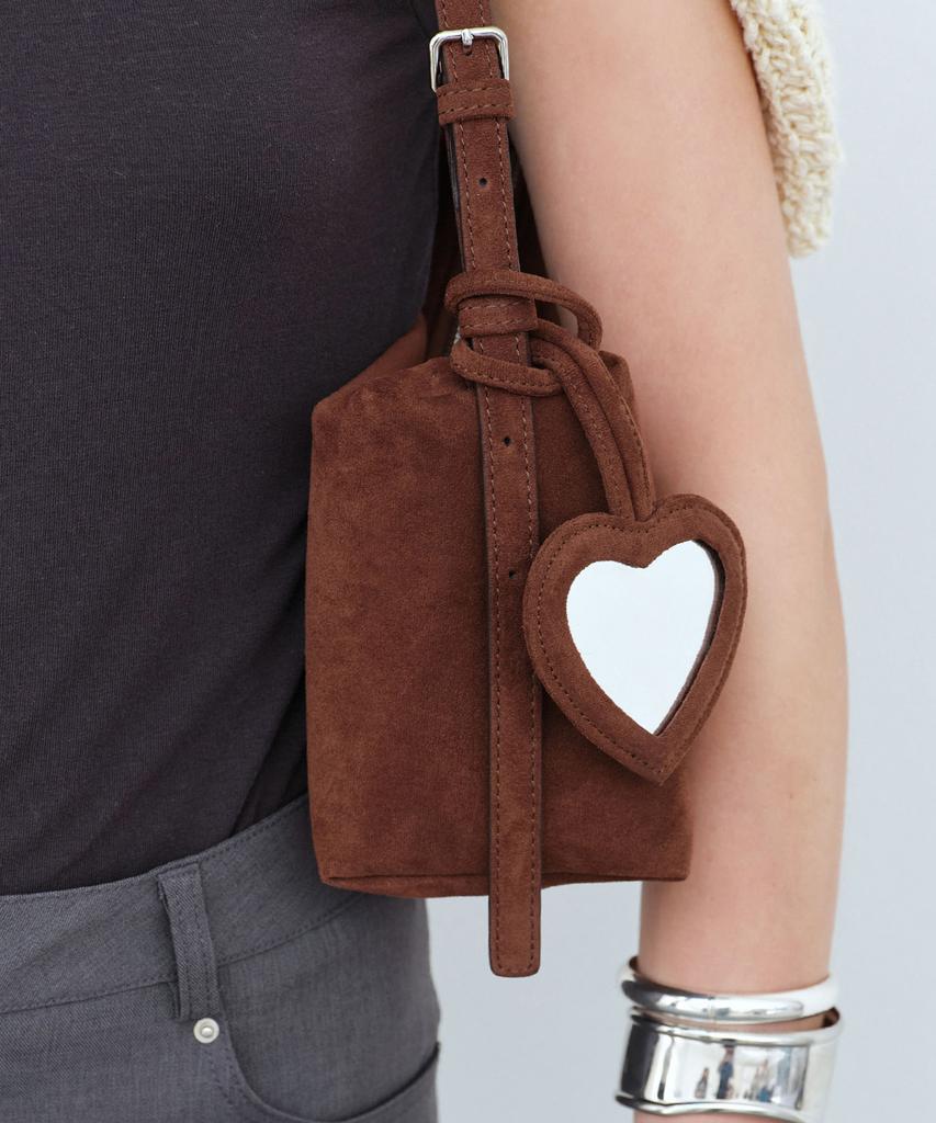 Ovhee Heart Suede Mirror Charm_Chocolate
