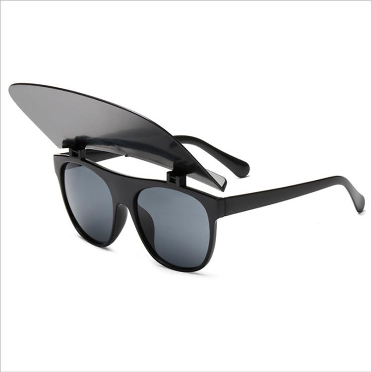 Unique Luxury Brand Hat Flip Sunglasses For Women New One Piece Square White Black Sun Glasses Men Hip Hop Sunshade Eyewear