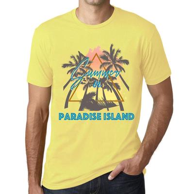 Men’s Vintage Tee Shirt Graphic T Shirt Summer Triangle Paradise Island Pale Yellow