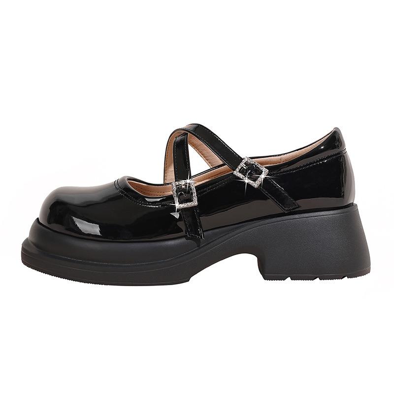 Leather small leather shoes new single shoes college style thick soles summer large size single shoes women