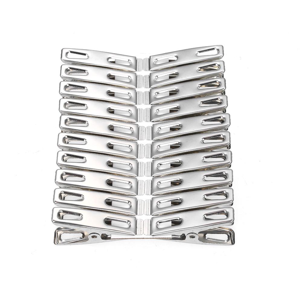 20 Pcs Clothespins Stainless Steel Clothes Clips Metal Sealing Clip Socks Clothing Pegs Household