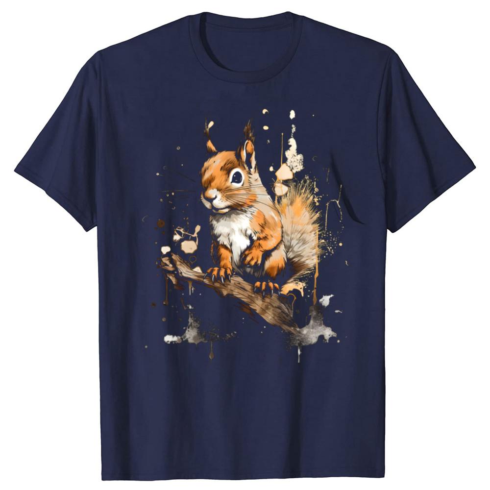 Funny Squirrel T Shirts Cotton Streetwear Short Sleeve Birthday Gifts Mens Clothing Fashion Casual Loose Oversized T Shirt