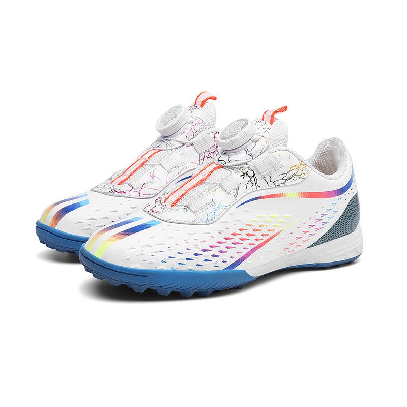 2025 new rotating button children's football shoes boys and girls TF broken nail training sneakers