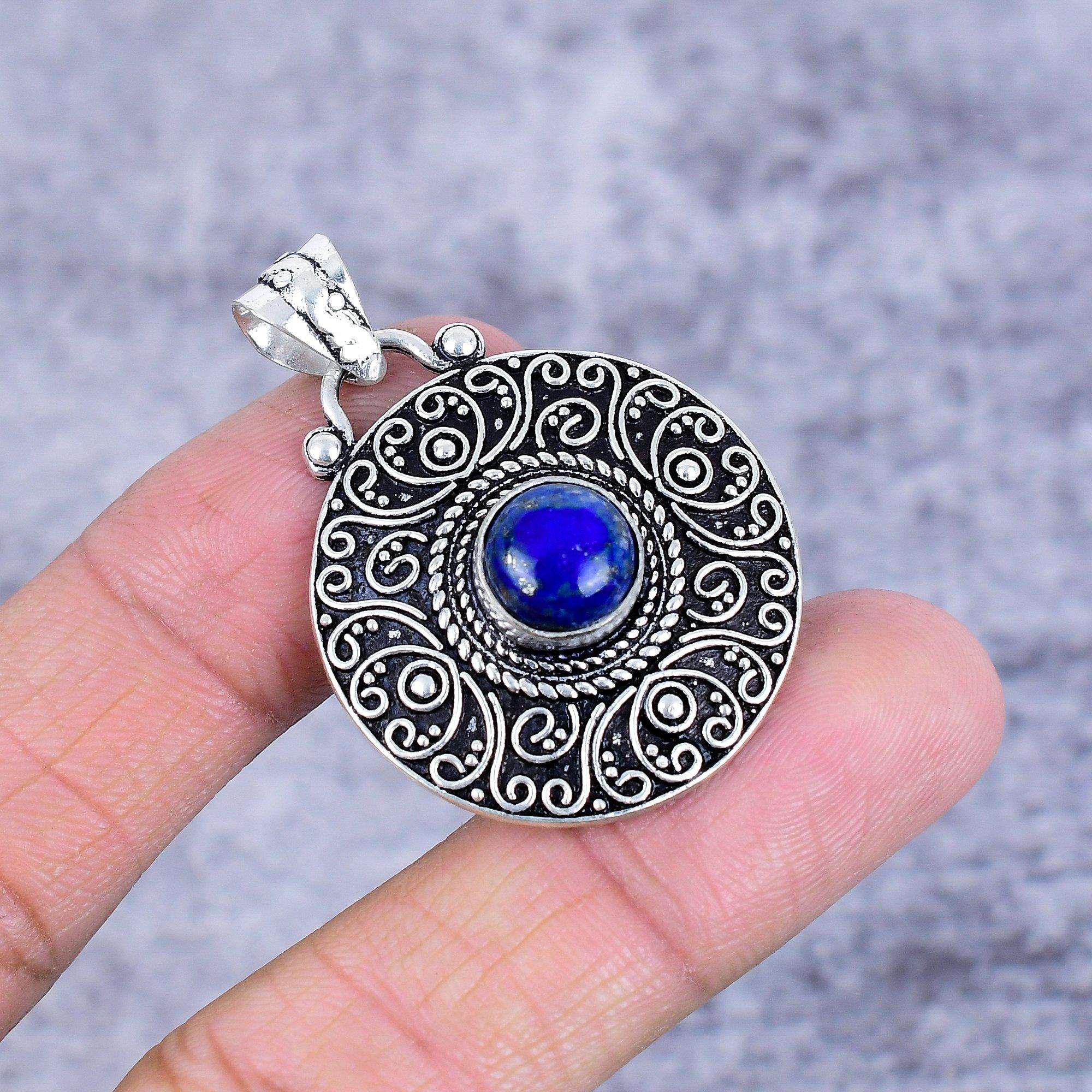 

Lapis Lazuli Gemstone Handmade 925 Sterling Silver Jewelry Pendant 1.73 M-2687