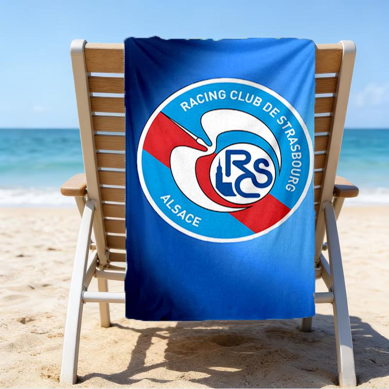 Fußball Straßburg Wappen Strandtuch - Weiche, Saugfähige Mikrofaser, Leicht, Ideal für Den Strand, Partys, Reisen, Camping Fan Geschenke