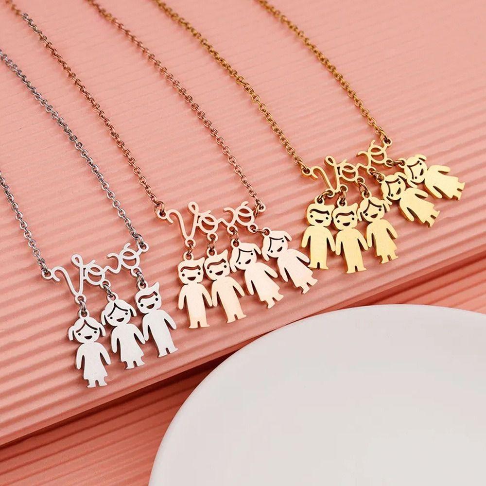 

Stainless Steel Mother Necklace Gold/Silver Grandmother Necklace Vovó Kid Pendant For Ladies Silver pendant boy