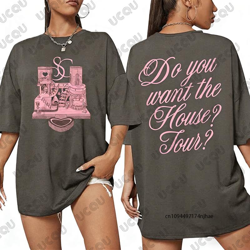 Sabrina Carpenter House Tour 2026 Maglietta in Cotone Grafica da Donna Estiva Nuova Manica Corta Magliette Casual Oversize Unisex