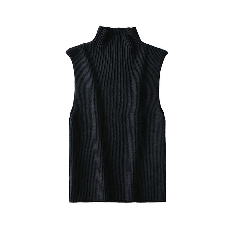 Vintage High Neck Sleeveless  Women Fashion Fitted Basic Ribbed Knit Tank Tops  Camis Chic Vest Top Plus Size