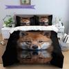 Schwarzes Shiba Inu Muster Bettwäsche Heimdekoration Geburtstagsgeschenk (1 Bettbezug + 2 Kissenbezüge, ohne Füllung)