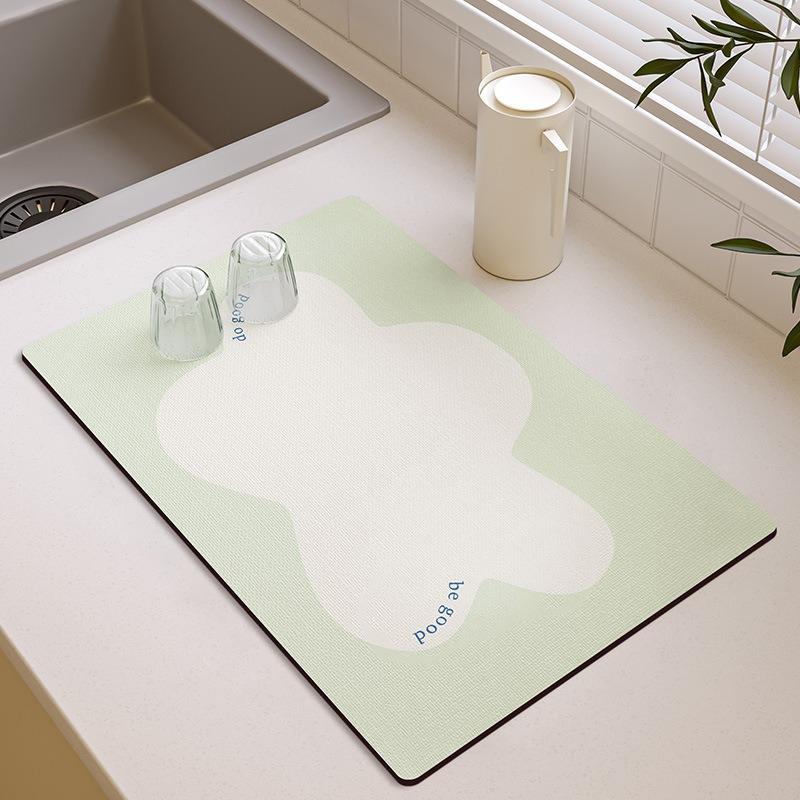 Small Fresh Kitchen Countertop Mat Dirt Resistant Heat-resistant Heat-insulating Pad Water Absorbing Quick Drying Anti Slip Pad