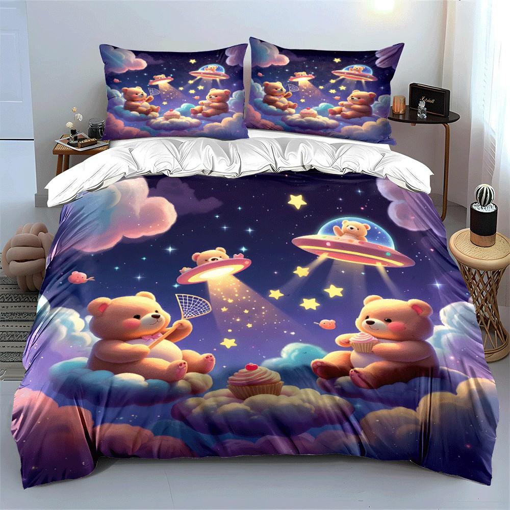 Teddy Bear Dreamland Gift Set Exquisite Three-Piece Bedding Set Gift For Kids And Adults