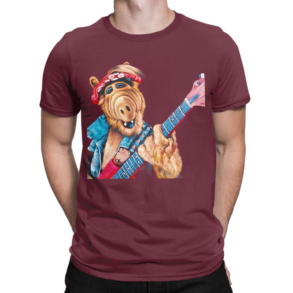 Alf Playing Guitar Oil On Velvet By Jorge Torrones Funny 100 Cotton Tshirt Alf Tees Tops For Unisex