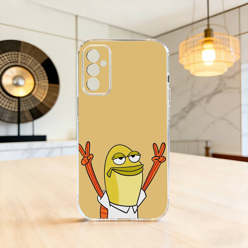 Tired Deadpan Fish  Phone Case Transparent Silicone Soft For SamsungA10,12,20,21S,30,31,40,50,51,52,70,71