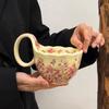 Mug, High-End Retro Ceramic Cup, Large-Capacity Household Water Cup, Office Coffee Cup, Gift For Girls