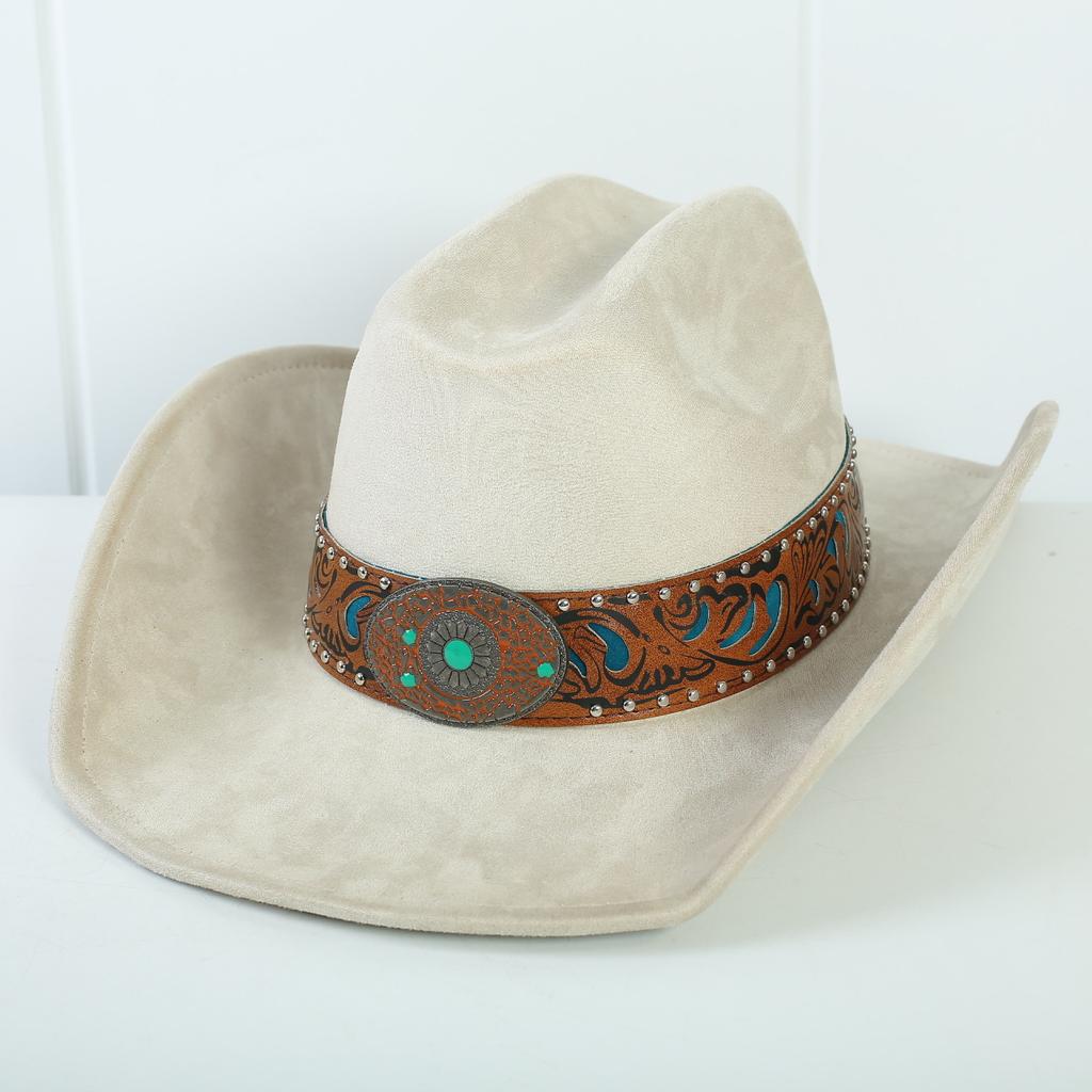 Popolare cappello western da cowboy in camoscio stile europeo e americano per uomo e donna, semplice e alla moda, a tesa larga, cappello jazz