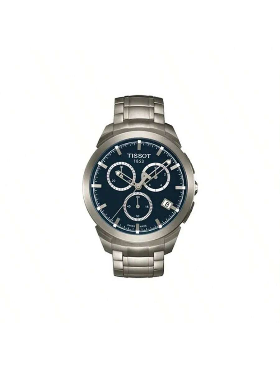 Tissot men s quartz watch, 100m water-resistant, stainless steel strap T069.417.44.041.00 синий