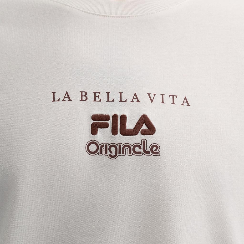 FILA T Shirts Men's Fresh Ivory Crew Neck Moderate Straight Fit F11M439208FIV