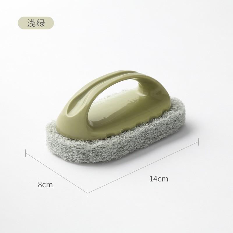 Household Tile Cleaning Brush With Handle Sponge Multifunctional Solid Color Bathtub Stove Cleaning Brush