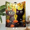 1PC Two Kittens Among Autumn Flowers Print Blanket Warm Soft Fluffy S and Adult Sofa Bed Throw Outdoor Travel Camping RV