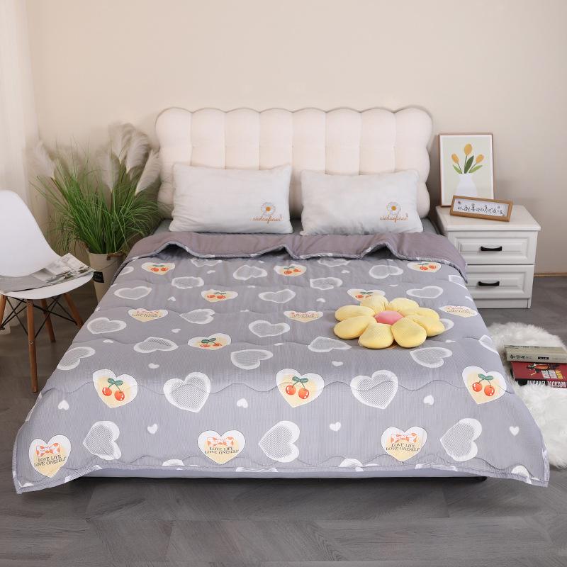 Skin-Friendly Cotton Quilt: Double-Sided, Washable Summer & Autumn Blanket