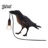 Artistic Wildlife Sculpture Lamp Crow Table Lamp, Gothic Raven Night Light, Halloween Black Bird Decorative Figurine Dark Academia for Desktop Bedroom