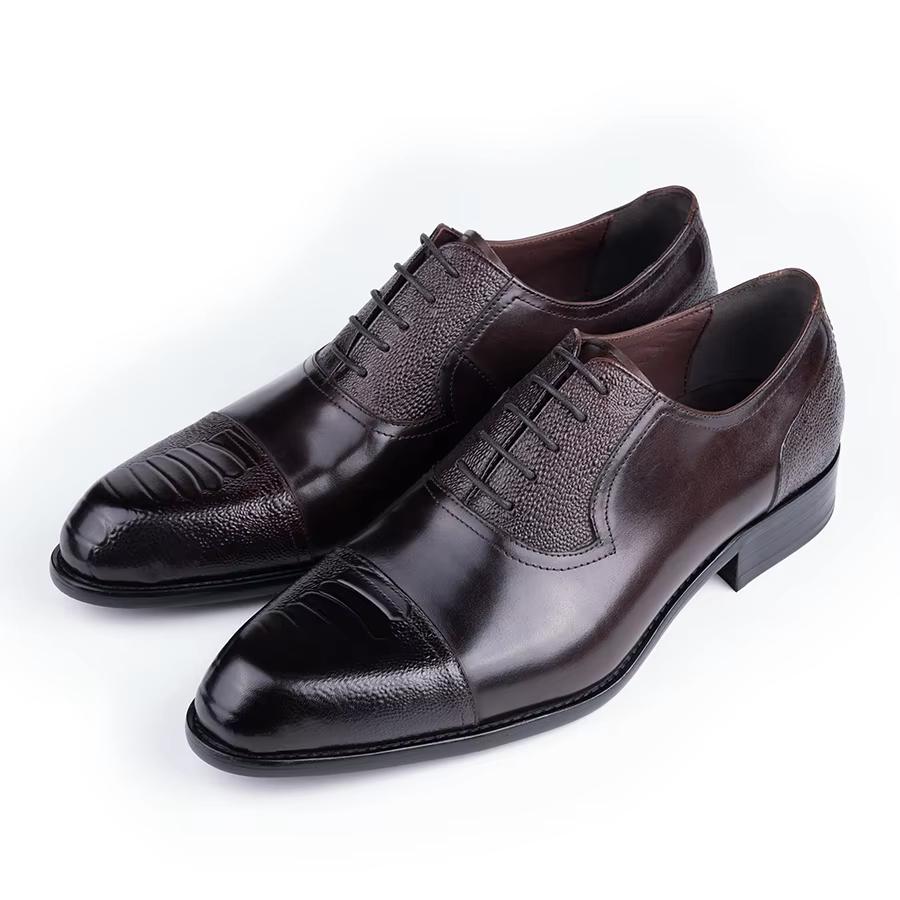 

Fashion High Quality Handcraft Mens Leather Shoes Designer Printing Classic Oxfords Men Wedding Dress Shoe Office Wear Increasing 47 кофейный