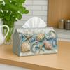 1pc, 2D Flat Printing, Shell Star Blue Beach Printed Tissue Box, Suitable for Bathrooms, Living Rooms, Bedrooms, Dressing Tables, Coffee Tables And Di