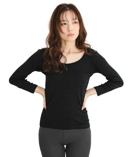 DONOBAN Long Sleeve T-Shirt, 100% Cotton, Stretchable, Black