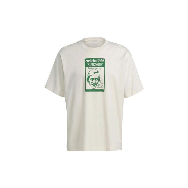 adidas originals Tongue Stan Tee Printing Sports Short Sleeve Creamy White Men s GQ8873 XL