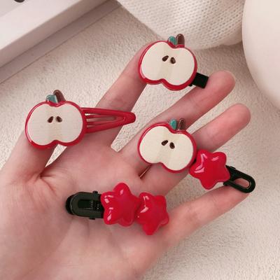 Girl Hairpin Red Fruit Slice Decor Hair Clips Smooth Surface Rounded Edges