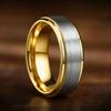 8mm Silver Color Brushed Stainless Steel Rings for Men Gold Color Step Edge Men Promise Rings Wedding Party Jewelry Gift