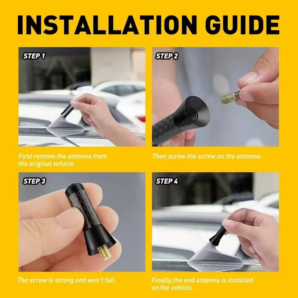 Antenne Mât Court Stubby Métallique à Vis Noire Neuve 3,5 cm Style Voiture Antenne de Toit Signal Amélioré Accessoires de Voiture