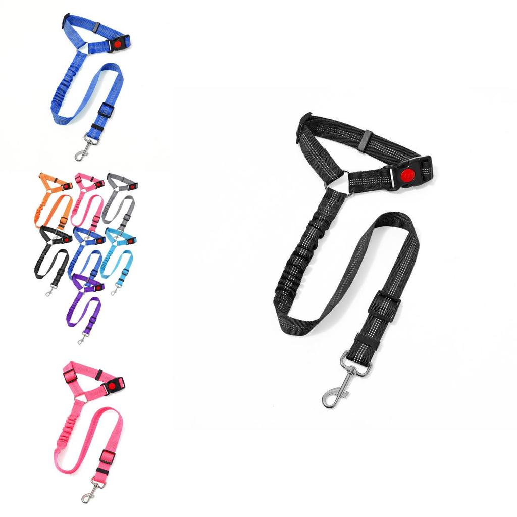 Adjustable Non Stretch Pet Dog Car Restraint Harness With Reliable Fabric And Safe Loop For Back Seat