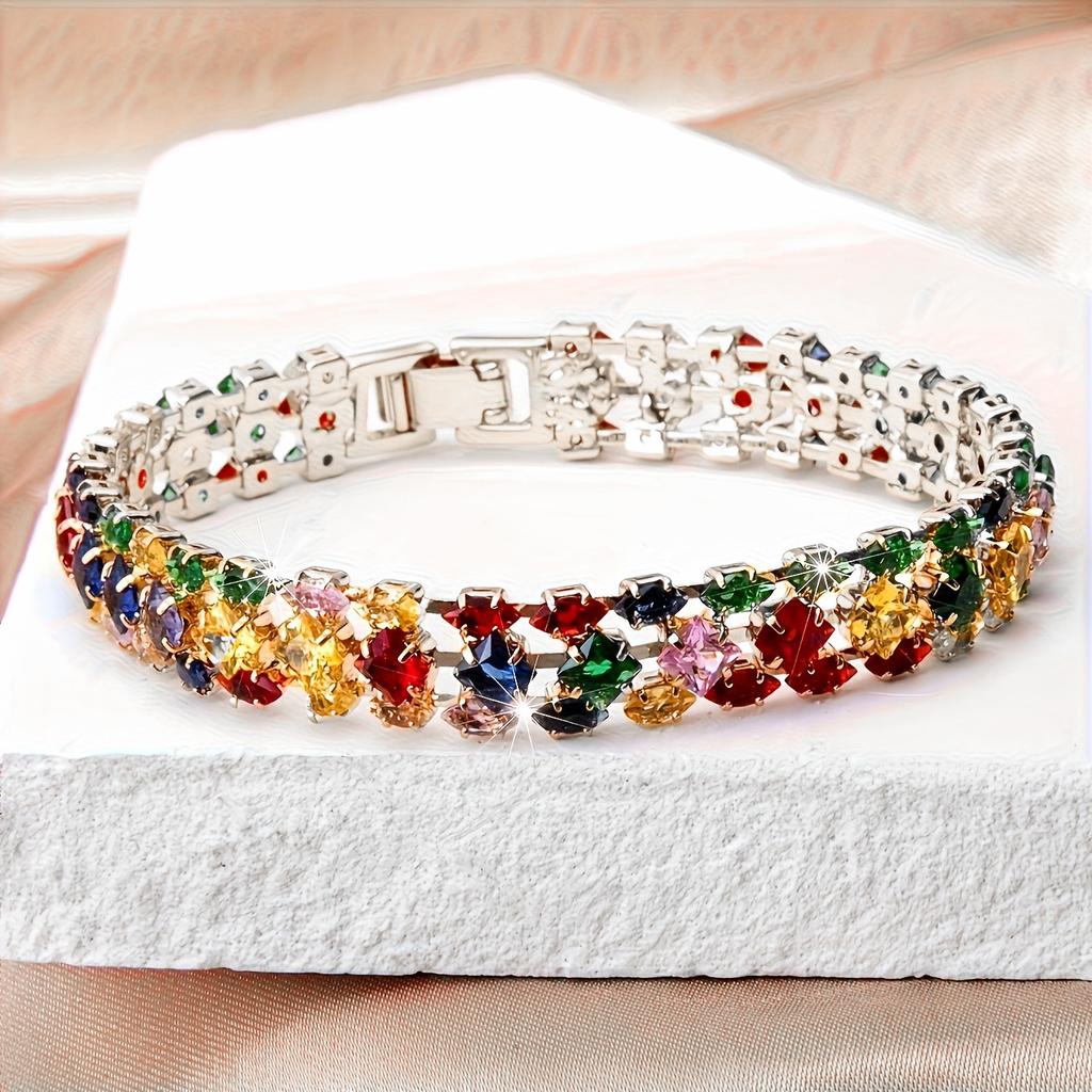 Fashionable Luxury Women's Bracelet Colorful Zircon Bracelet Women's Accessories Valentine's Day Gift Birthday Gift