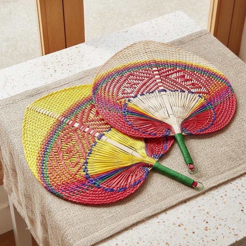 Bamboo Dandelion Hand Crank Fan Handcraft Fan Exquisite Pure Straw Creative Household Summer Portable Hand Crank Fan