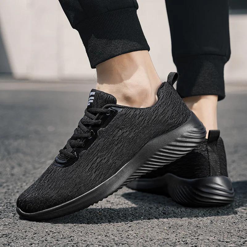 Fashion Men's Shoes Four Seasons New Large 45 Size Men Mesh Lace Up Sports Shoes Outdoor Non Slip Lightweight Comfortable Running Shoes