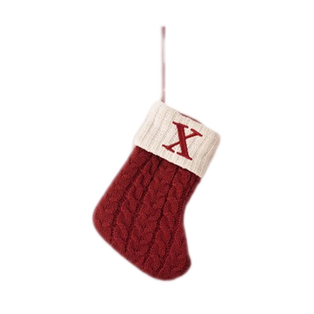 Letter Christmas Stocking Creative Christmas Tree Ornament Christmas Knitted Socks Decoration Props Christmas Decorations
