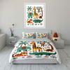 Cartoon Animals With Nature Elements Bedding Set For Kids Luxury Gift 3Pcs Digital Print Comforter Set Soft Comfortable