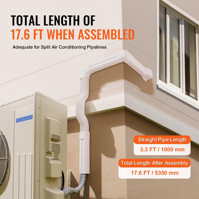 SucceBuy Mini Split Line Set Cover PVC Decorative Pipe Line Cover For Air Conditioner Easy To Install Paintable for Heat Pump