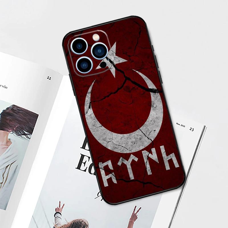 Turkey Turkish Flag Wolf Phone Case For iPhone 11 12 13 14 15 16 Pro Max Plus 12 13 Mini 7 8 X XR XS MAX Cover Shell
