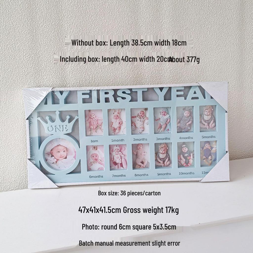 Baby & Child Growth Milestone Photo Frame - Wall Hanging & Tabletop Display, Plastic 'First Birthday' Commemorative Frame