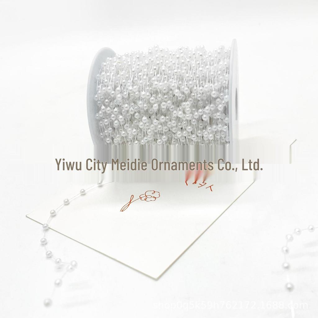 Gold Fishing Line Pearl Chain for DIY Butterfly Ribbon & Bride Veil Decoration, 3-4mm