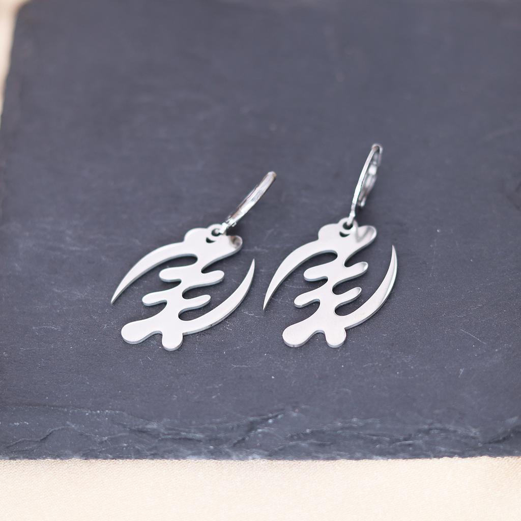Kinitial Stainless Steel Death Moth Sun Moon Snake Mushroom Cactus Hamsa Hand Horse Earrings For Women Trendy Piercing Jewelry