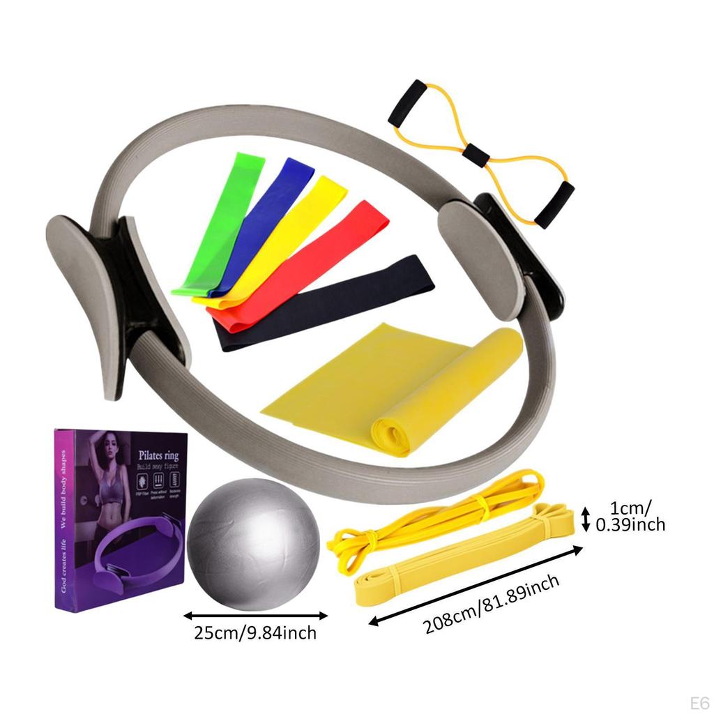 12 Pieces of Pilates Ring And Ball Kit with Exercise Bands