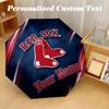 Boston Red Sox Automatic 8‑ribs Umbrella, Custom Name Text Personalized Folding Umbrella Rain Sun Gift