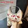 Shoulder Crossbody Fashion Bag With Cherry Print And Chain Design Daily For