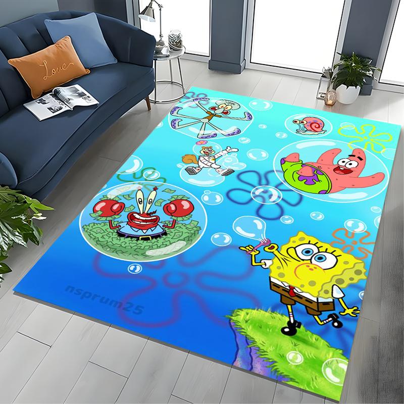 17 Styles Cartoon SpongeBob Print Area Rugs 3D Carpet for Home for Living Room Bedroom Sofa Decor Floor Kids Play Anti-Slip Mats