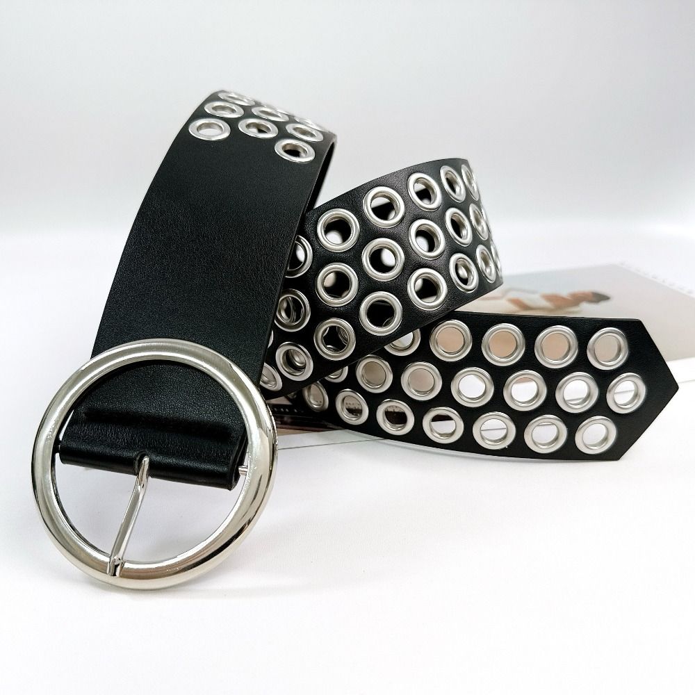 Punk PU Leather Belt Korean Style Y2K Girl Waistband Fashion Wide Waistband  Men