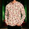 Men's Long Sleeve Hooded Sun Shirt Top with Christmas Print for Outdoor Wear